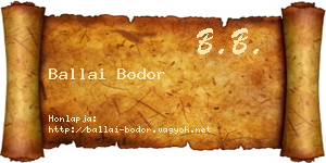 Ballai Bodor névjegykártya